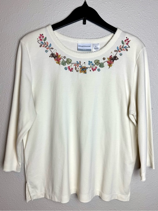 Alfred Dunner Sweaters - Alfred Dunner Autumn Fall Harvest Leaves Embroidered Vintage Top Women’s Size PL